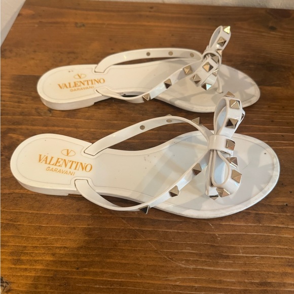 Valentino Cream Studded Women's Sandals - Picture 2 of 3